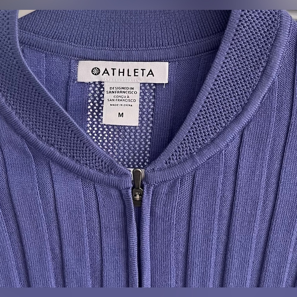 Athleta Fairway Sweater Ribbed Full Zip Size Medium Nwot - Picture 4 of 7